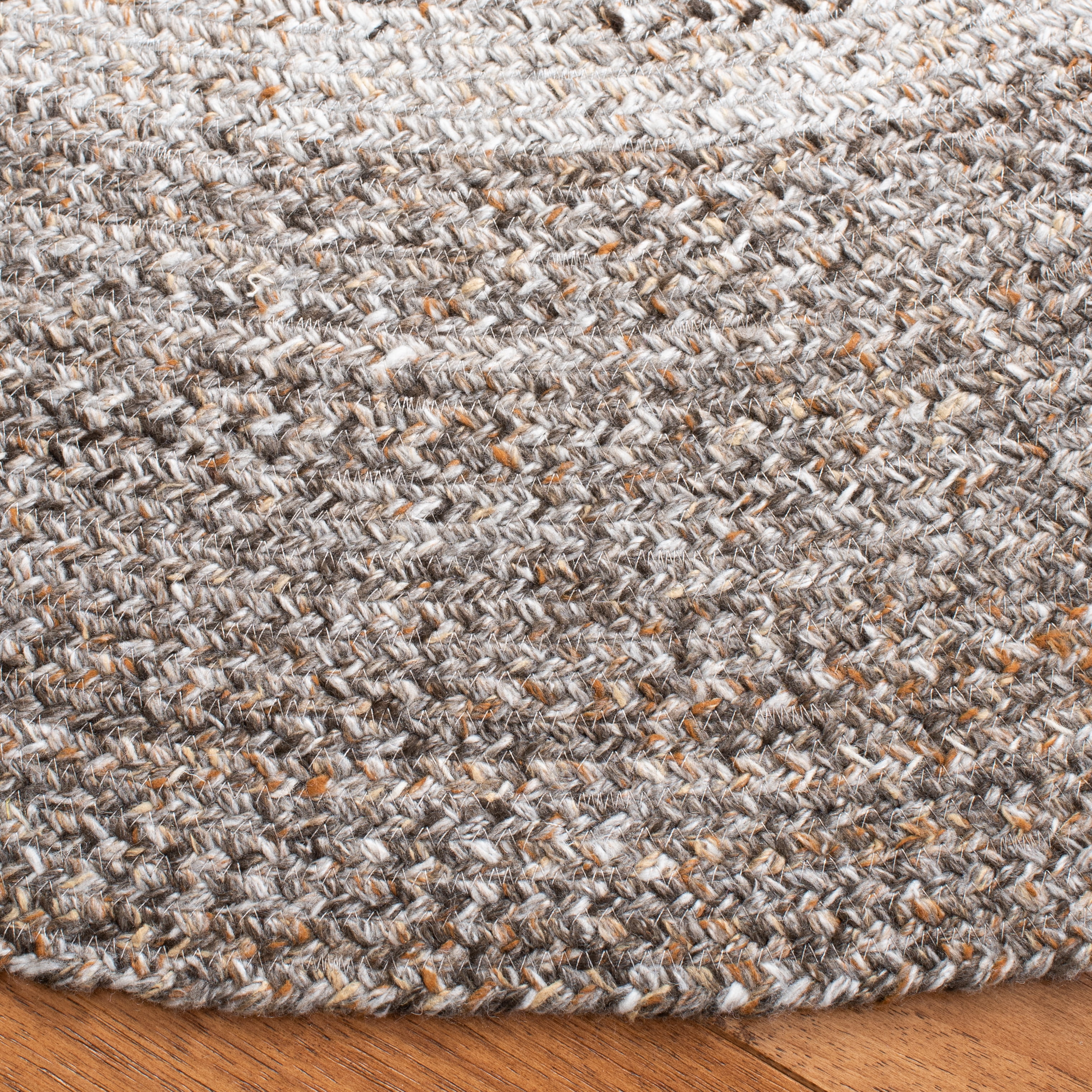 SAFAVIEH Braided Osmond Geometric Polyester Reversible Area Rug, Brown/Beige, 4' x 4' Round