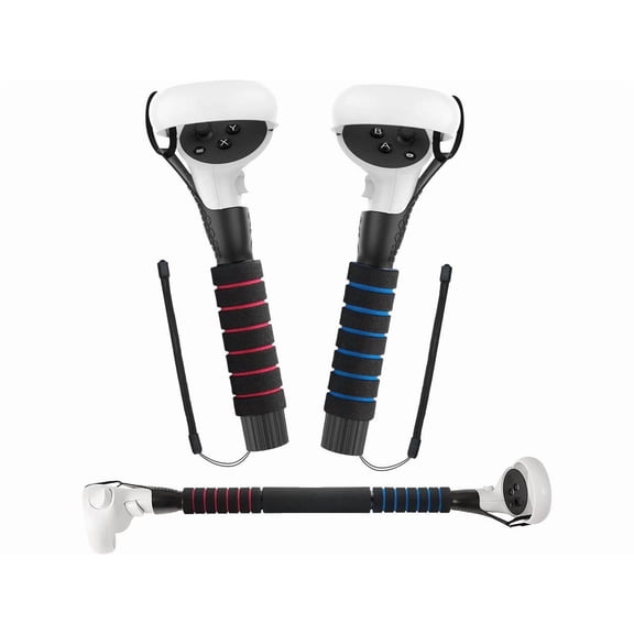 VR Game Handle Accessories for Quest 2 Controllers, Dual Handles Extension Grips for Playing Beat Saber Gorilla Tag Games,VR Golf Club Attachment