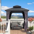 thumbnail image 4 of PURPLE LEAF 8' X 8' Patio Outdoor Gazebo Permanent Hardtop Gazebo with Galvanized Steel Double Roof for Backyard Deck Aluminum Gazebo with Netting and Curtains Grey, 4 of 15