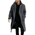 thumbnail image 2 of Overcoat for Men Double Collar Long Jacket Cotton Blend Peacoat Outerwear Clothes, Dark Gray, Size S, 2 of 7