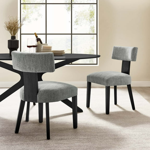 Modway Nalani Dining Chairs - Set of 2 in Heathered Weave Gray Black