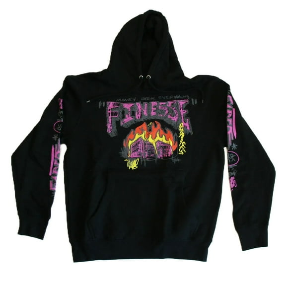 Finesse Scribble Money Over Everything Men's Black Hoodie (Small)