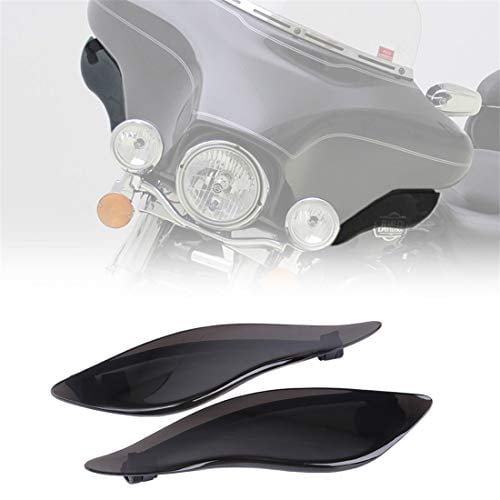 KIWI MASTER New Adjustable Air Deflectors Side Wings Windshield Fairing Side Cover Shield Compatible for 2014-2021 Harley Touring Electra/Street/Tri Glide CVO,Dark Smoke