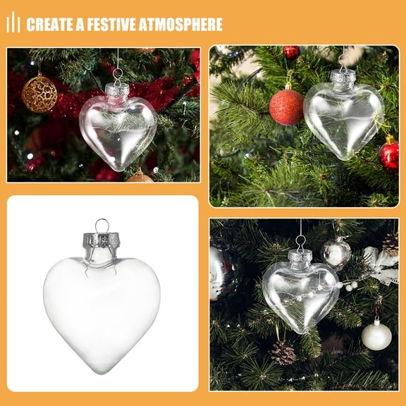 SOPOTUTU Clear Heart Shape Plastic Fillable Ball Transparent Hanging Decorations 10Pcs