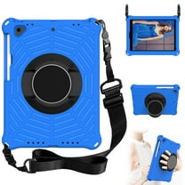 Dteck Kids Case for 9.7" iPad 6th Gen/iPad 5th Gen/iPad Air 2/iPad Air 1st Gen/iPad Pro 9.7", Heavy Silicone Shockproof Case Kids Friendly Cover with Shoulder Strap/Handle Stand, Blue