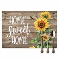 thumbnail image 2 of Vintage Floral Sunflower Placemats Set of 4, Home Sweet Home Table Mats Washable Heat-Resistant Non-Slip Place Mats for Kitchen Dinner Table Indoor Outdoor Decor,13x19 Inch Rustic Brown Farm Wood, 2 of 9