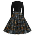 thumbnail image 3 of Nmnitkp Halloween Dresses High Cost Performance Halloween Dress for Women 1950s Vintage Pumpkin Printed Long Sleeve V Neck Plus Size Evening Prom Dresses with Belt Show Individuality Gothic Dress, 3 of 3