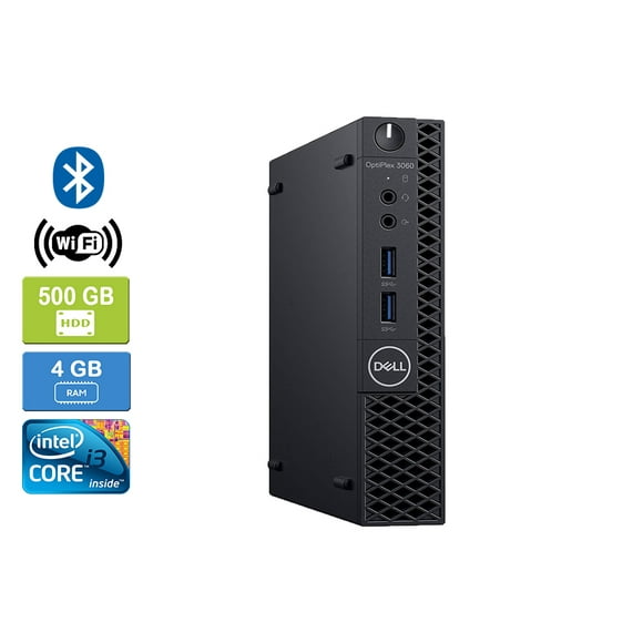 Refurbished: DELL 3060 Intel Core i3-8100T 4GB 500GB HDD Win 10 Pro Wifi Bluetooth