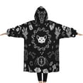 thumbnail image 2 of Oversized Wearable Blanket Hoodie,Black Gothic Skull Cat Pattern Sherpa Blanket Hoodie with Super Pockets,Super Warm Fuzzy Pullover for Women & Men, 2 of 6