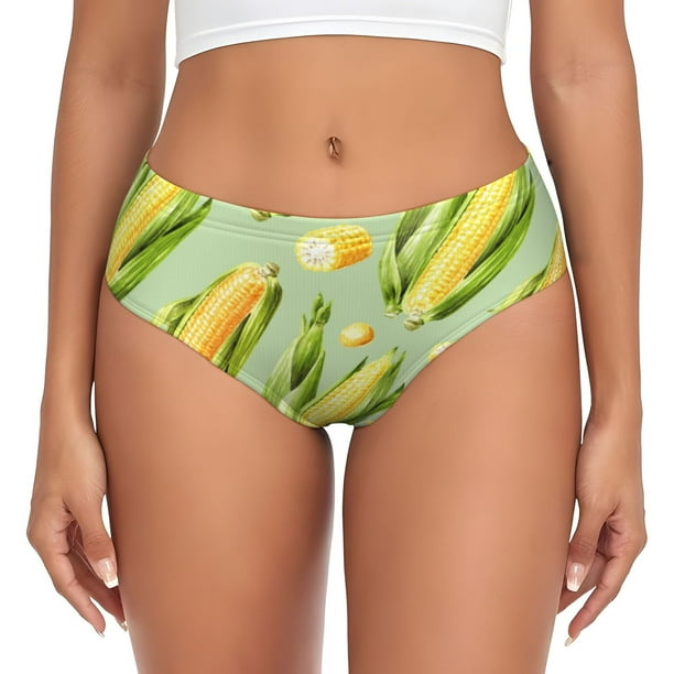 Fotbe Fresh Sweet Corn Calzones Estampados para Mujer – Ropa Interior de Algodón, Cómoda, Suave y Elástica-Small