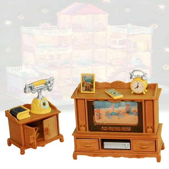 BESTSKY Miniature Living Room Set,1:12 Sofa,Coffee Table,Kettle,Dollhouse Accessories