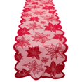 thumbnail image 2 of Table Runner, Lace Table Runner, Thanksgiving Table Runner, Fall Table Decor, Dining Table Centerpiece, 71 X 14 Inch Red Poinsettia Embroidered Sheer Table Runner with Scalloped, 2 of 8