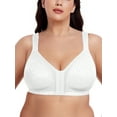 thumbnail image 2 of Deyllo Women Plus Size Wireless Bras Front Closure Minimizer Bras Full Coverage Unlined White Bras Clothes Size 44D, 2 of 5