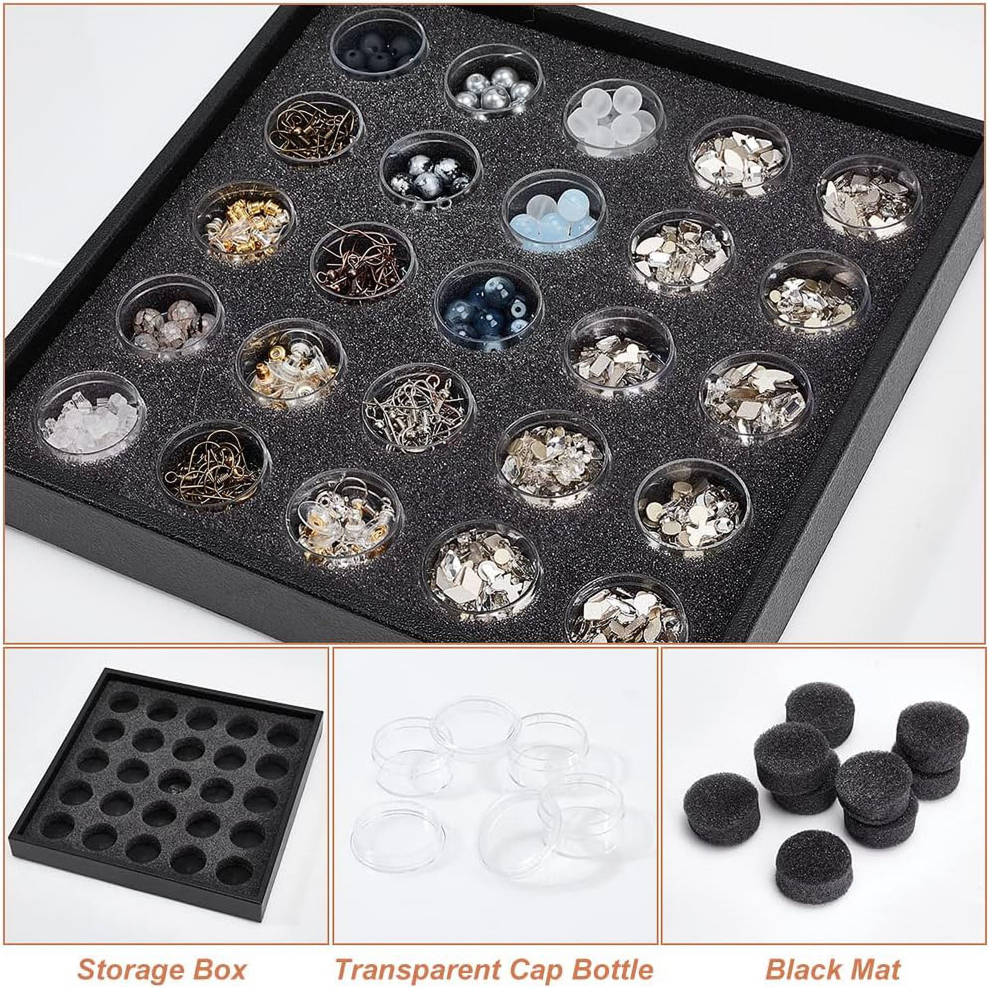 50 Gem Display Case Diamond Gemstone Storage Box Small Round Plastic Containers Box Jewelry Organizer Container with Foam for Collectibles Rhinestone Small Items Jewelry ClearDIY