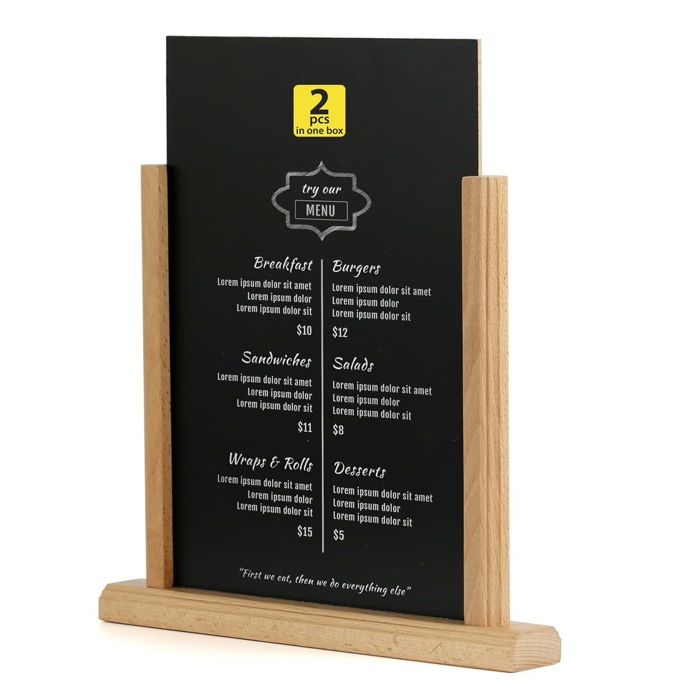 M&T Displays Classic Desktop Menu Holder with Chalkboard, Portrait