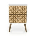 thumbnail image 1 of Manhattan Comfort Table de Chevet Moderne 2 Tiroirs, Blanc/3d Marron, 1 of 8
