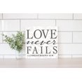 thumbnail image 2 of Love Never Fails Cream Scrolling 12 x 12 Wood Wall Sign Plaque, 2 of 4