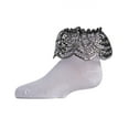 thumbnail image 2 of MeMoi Metallic Scalloped Cotton Blend Anklet Socks - Girls - Female, 8, Black Silver, 2 of 3