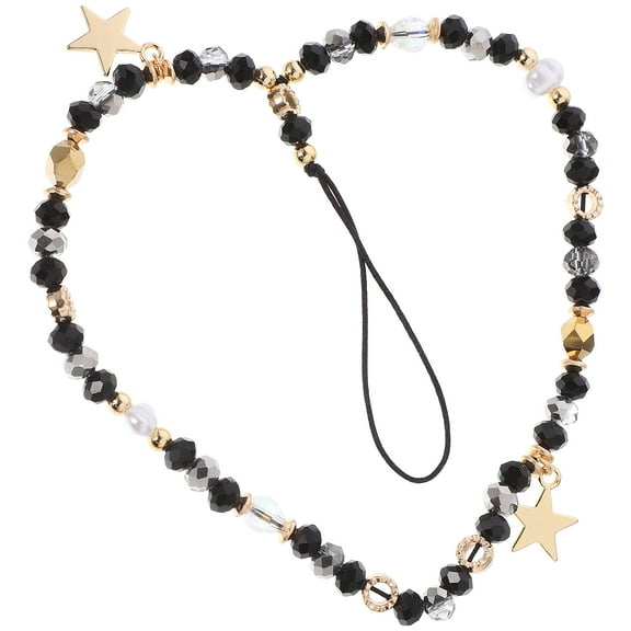 unbranded  Beaded Phone Lanyard Strap Chain Case Bracelet Car Holder Black