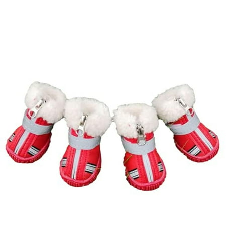 Winter Pet Dog Rain Shoes Waterproof Warm Snow Boots Leather Cotton Small Dogs Non Slip Wear-Resistant for Chihuahua York Puppy