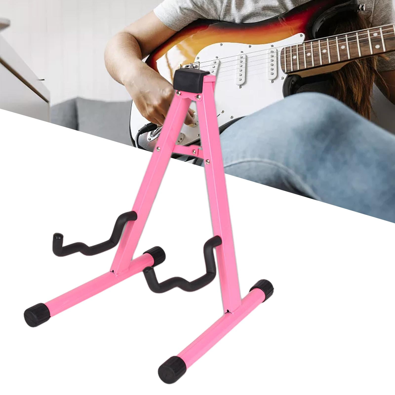 STARTIST Universal Folding Instrument Stand, A Frame Musical Rack Holder, Electric Guitar Stand for Electric Guitar, Bass Accessories Pink