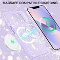thumbnail image 6 of VENINGO Magnetic for iPhone 13 Case / iPhone 14 Case Clear Glitter, Compatible with Mag-safe, TPU Transparent Shockproof Slim Bling Sparkly Bumper Cover Phone Case for Women Girls, Purple, 6 of 8