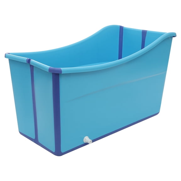 ToppiJoy Foldable Bathtub, Portable Collapsible Bathtub, Modern Plastic Freestanding Bathtub, 150L Large Blue