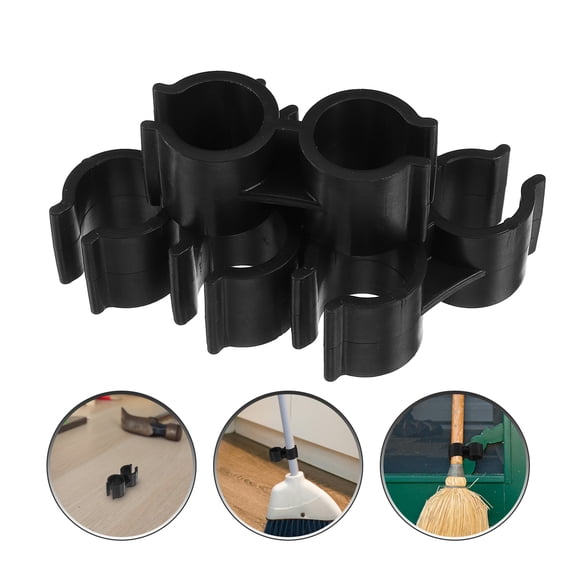 UEETEK 4Pcs Double Pipe Clamp Plastic Connection Clip for Home Dustpan and Broom