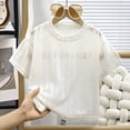 thumbnail image 4 of Zpanxa Kids Shirts Smocked Crew Neck Short Sleeve Solid Color Lightweight Breathable Summer Casual Tee, 4 of 7