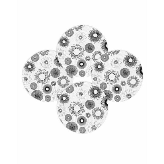 Round Placemats Set of 4 White Circle Place Mats Washable Woven Placemat Lines Modern Abstract Art Circle Braided Table Mat for Kitchen Dining Table Party Home Decor 15 Inch