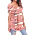 thumbnail image 5 of Pntutb Womens Plus Size Crew-Neck Short Sleeve Print Tops Hide Belly Tunic Shirts Dressy Casual Flowy Blouse Rose Gold S, 5 of 6