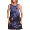 thumbnail image 1 of Balery Mystery House Halloween Night Vestidos de verano para mujer con estampado: vestido holgado sin mangas, vestido playero informal y cómodo para días calurosos., 1 of 7