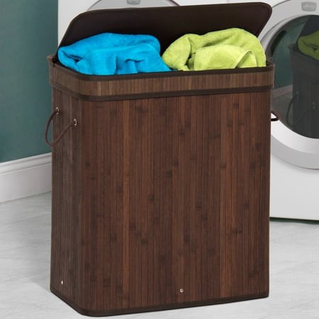 Best Choice Products Foldable Double Section Bamboo Hamper Laundry Best Choice Products Foldable Double Section Bamboo Hamper Laundry Basket W Removable Liner Bag Dark Brown