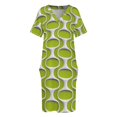 thumbnail image 3 of Retro MOD-vestido de noche holgado con bolsillos para mujer ropa de verano con estampado de los años 60 color verde, 3 of 6
