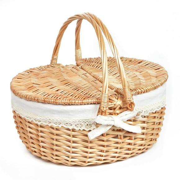 Cesta de pícnic Hap Tim de mimbre con tapa, 41 x 31 x 18 cm