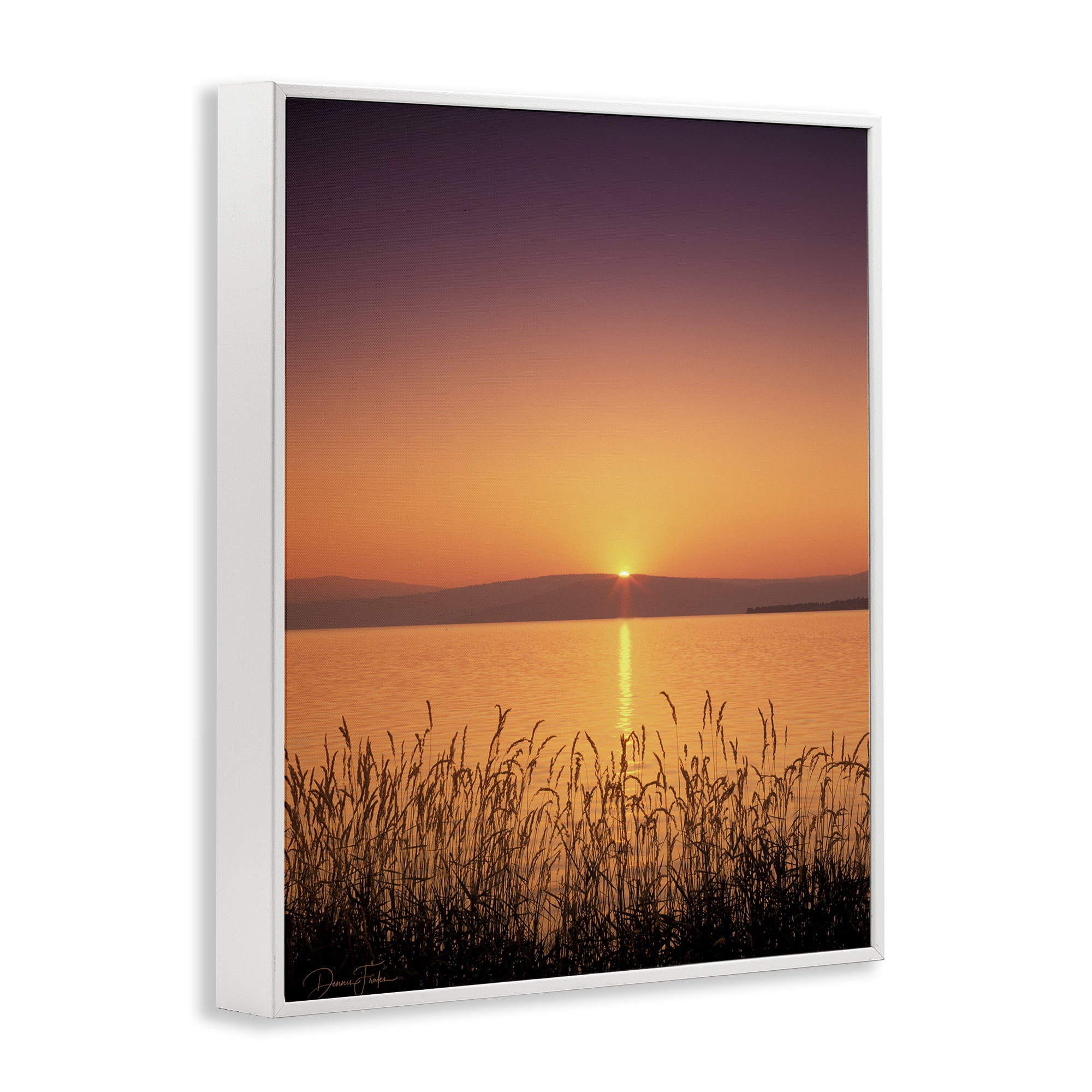 Stupell Industries Deep Orange Sunset Landscape Photography White Framed Art Print Wall Art, 16 x 20