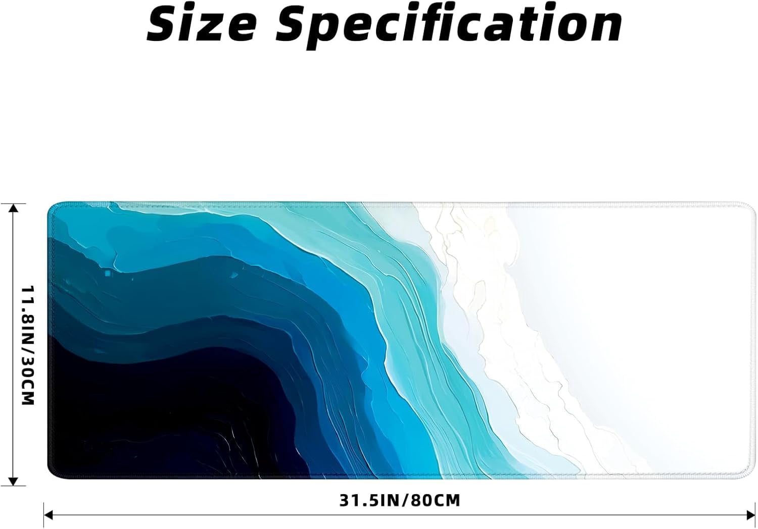 Gaming Mouse Pad for Desk,Large Mousepad Laptop, Sea Beach Ocean Waves Mouse Mat,Long XXL Waterproof Keyboard Pads,Big Non-Slip Mousepads for Game Office Home（31.5 x 11.9 in）