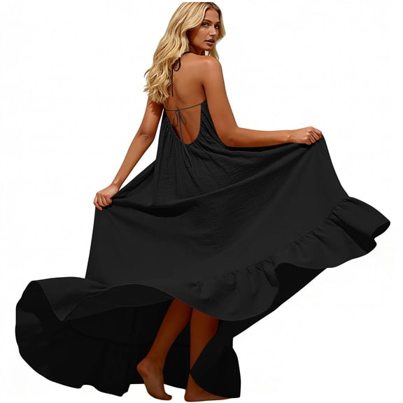 Rciityk Nightgowns for Women Cotton Linen Sleeveless Low Back House Dress Casual Loose Adjustable Cami Sleep Dress Solid Color Soft Nightdress Loungewear