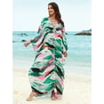 thumbnail image 2 of Plus Size Kaftans for Women Printed Maxi Beach Dress Woven V-neck Caftan Tunic Summer Resort Wear Loose House Dress Oversized Muumuu Dresses Middle Eastern Abaya, 2 of 11