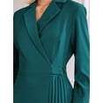 thumbnail image 4 of DARING DIVA Wrap A-Line Pleated Midi Long Sleev Dress S Green Blue, 4 of 6