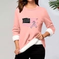 thumbnail image 2 of Sexlip Breast Cancer Awareness Sweatshirts for Women Thermal Casual Crewneck Fleece Pullover Warm Pink Ribbon Loungewear Tops Pink M, 2 of 3