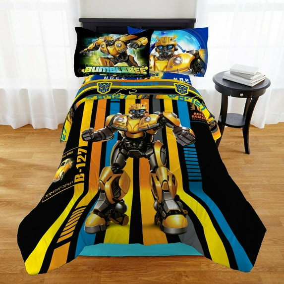 Transformers Bumblebee Boys Twin Comforter & Sheet Set (4 Piece Bed In A Bag)