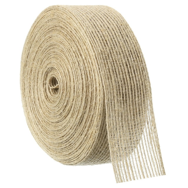 Unique Bargains 1 Roll Natural Burlap Fabric Ribbon 1-1/4 Inch Burlap Wired Ribbon Rustic Ribbon