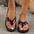 thumbnail image 2 of Yuanlong Womens Sandals Floral Print Summer Flip-Flops Flat Bottom Leisure Everyday Stylish Beach Sandals, 2 of 9