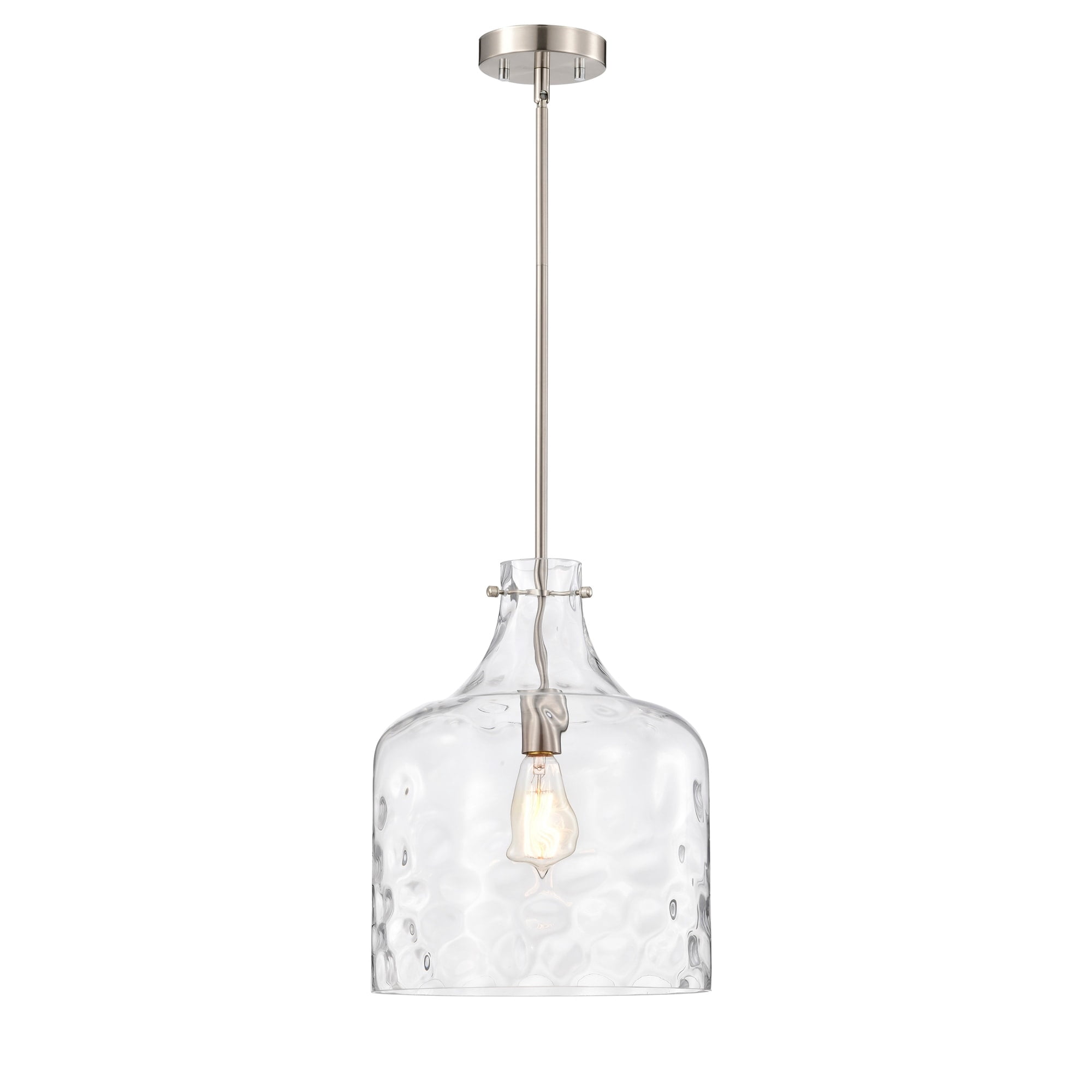 Daelan 12 in. 1-Light Indoor Satin Nickel Finish Pendant Light