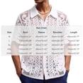 thumbnail image 3 of YLSDY Men's Allover Lacework Camp Shirt, Openwork Floral & Geometric Pattern, Short Sleeve Button-Down Cover-Up Top White XXXL, 3 of 6