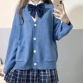 thumbnail image 3 of Suéteres básicos de escuela japonesa para mujer, cárdigan de punto suelto con cuello en V liso kawaii de otoño, uniforme de estilo preppy para cosplay, 3 of 5