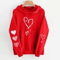 thumbnail image 3 of Craaazy Women's Heart Print Graphic Long Sleeve Hooded Sweatshirts with Pockets Gifts, 3 of 5