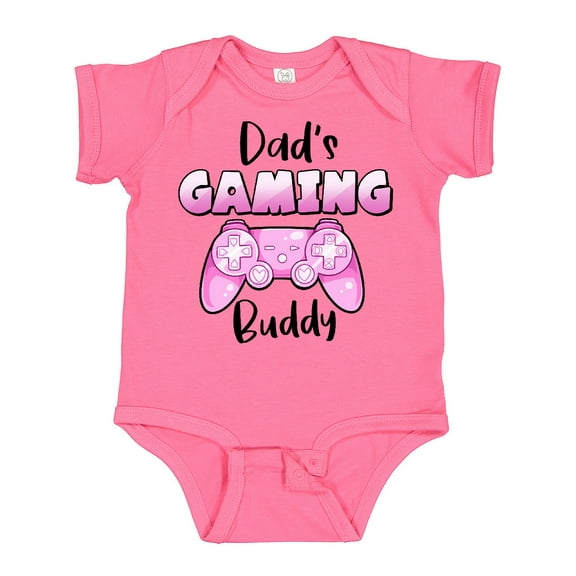 Inktastic Dad's Gaming Buddy Pink Controller Boys or Girls Baby Bodysuit