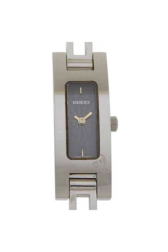 Pre-Owned Gucci 3900L Stainless Steel Quartz Analog Watch with Black Dial for Women
